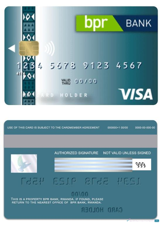 Download Rwanda BPR Bank visa classic credit card Photoshop template